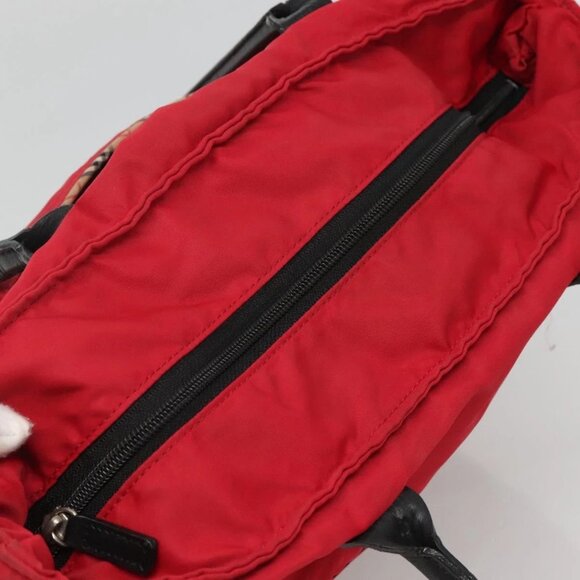 BURBERRY Tote Bag Nylon Red Auth - Picture 11 of 16